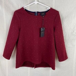 Anthropologie W5 Burgundy Heavyweight Polka Dot Top XS